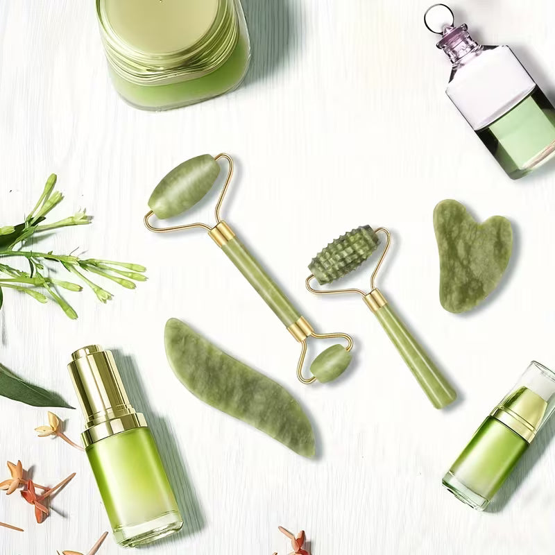 Jade Roller & Gua Sha Set – Face & Neck Sculpting Massager